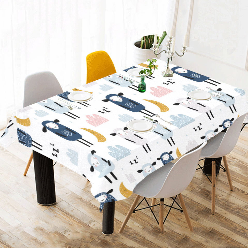 Cute sleeping sheep moon cloud pattern Tablecloth