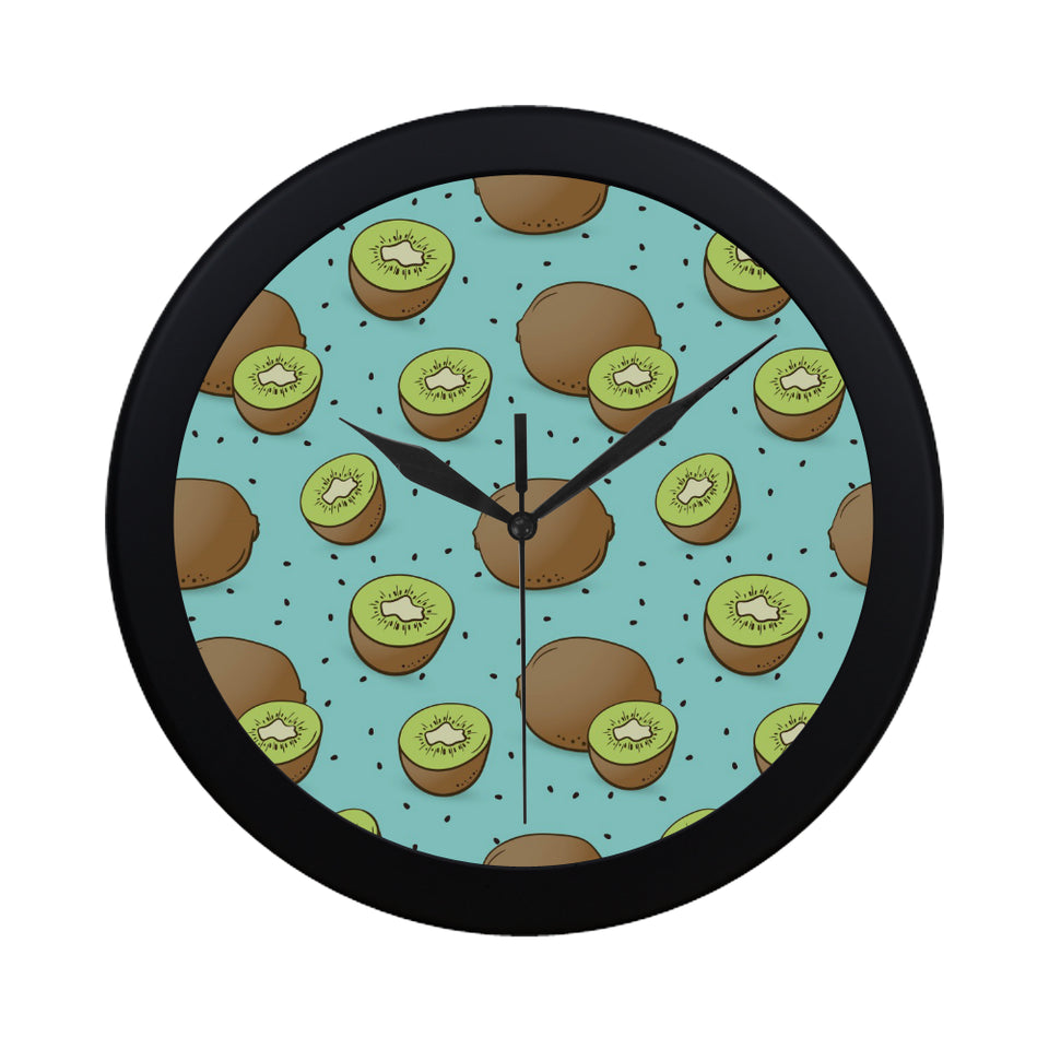 Kiwi blue background Elegant Black Wall Clock