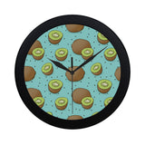 Kiwi blue background Elegant Black Wall Clock