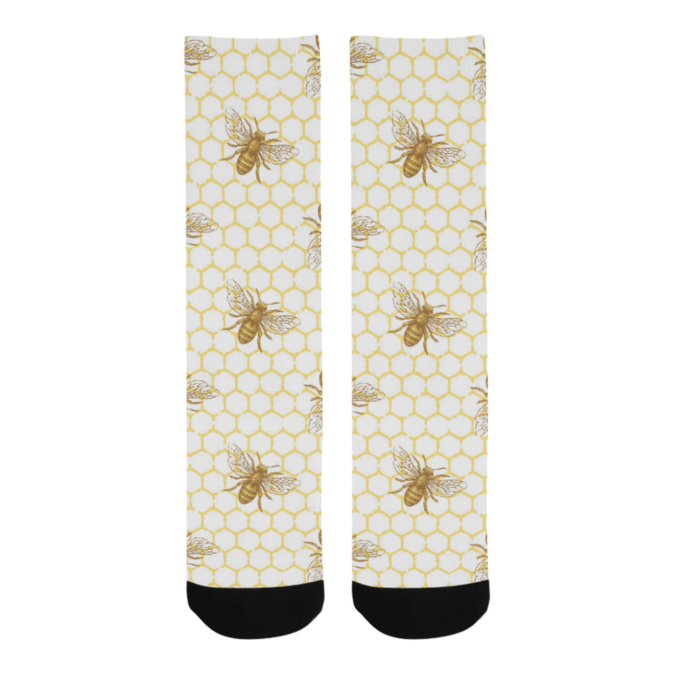 Bee honeycomb seamless design pattern Crew Socks