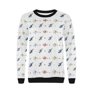 Cute helicopter star pattern Women's Crew Neck Sweatshirt