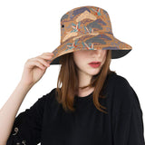 Bonsai bamboo stork japanese pattern brown theme Unisex Bucket Hat