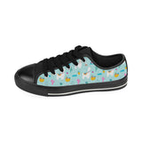 Llama alpaca cactus leaves pattern Men's Low Top Canvas Shoes Black
