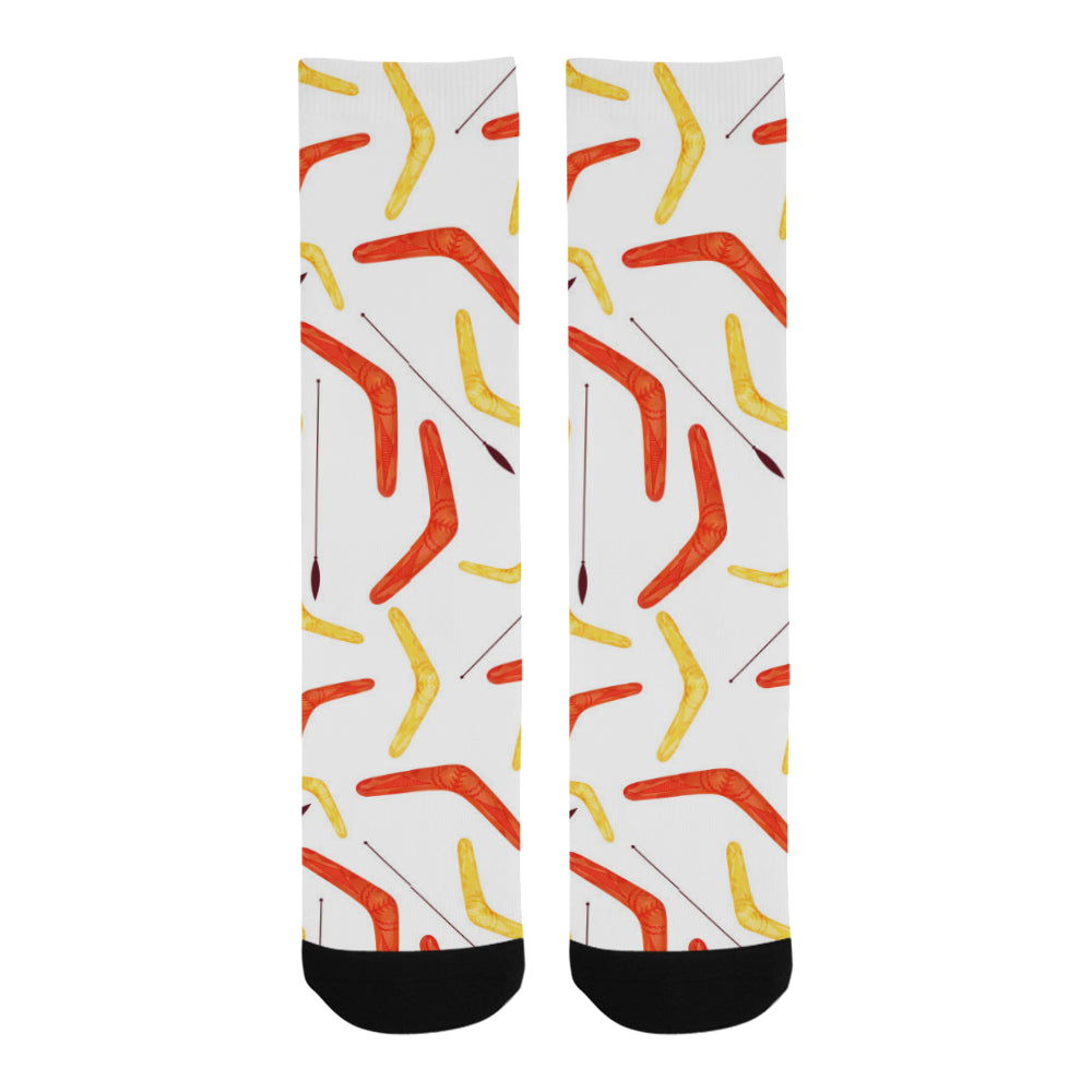 Waterclor boomerang Australian aboriginal ornament Crew Socks