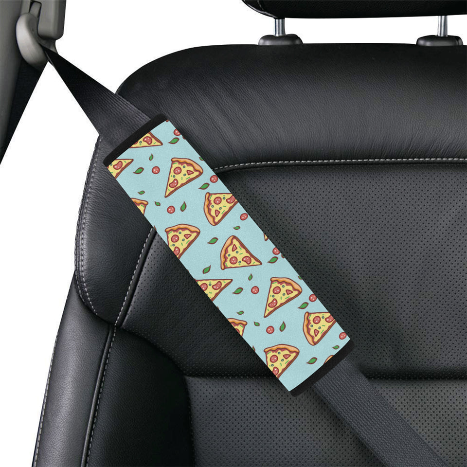 Hand drawn pizza blue background Car Seat Belt Cover