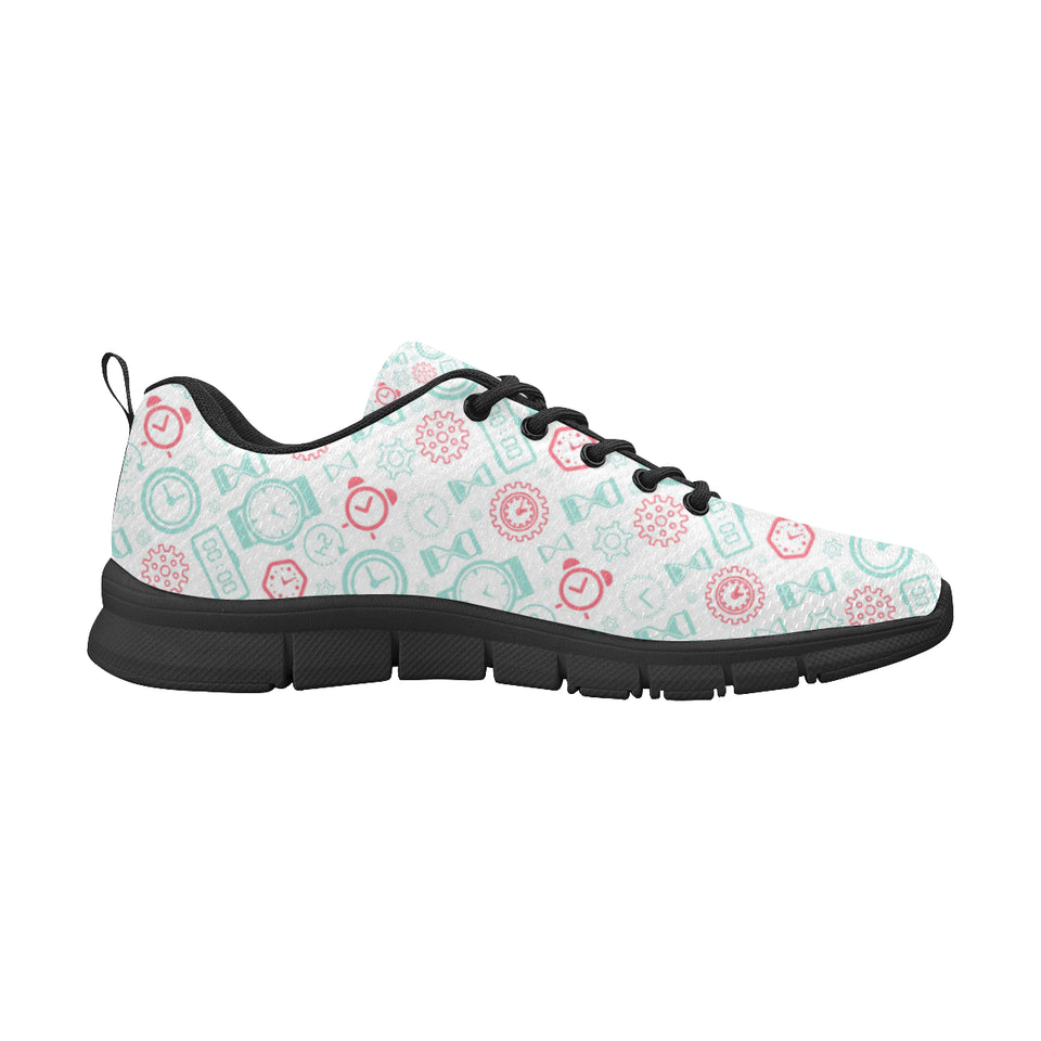 Clock time pattern blackground Women's Sneaker Shoes