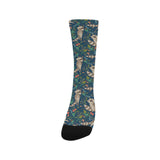 Raccoon tropical leaves pattern Crew Socks