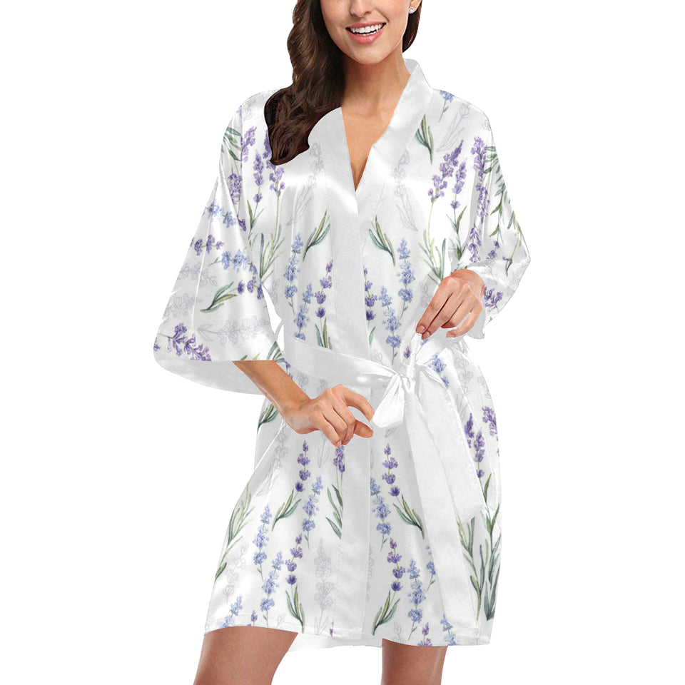 Hand painting Watercolor Lavender Women's Short Kimono Robe
