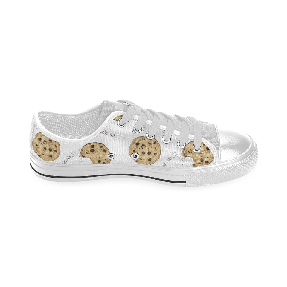 Sketch style cookie pattern Men's Low Top Shoes White