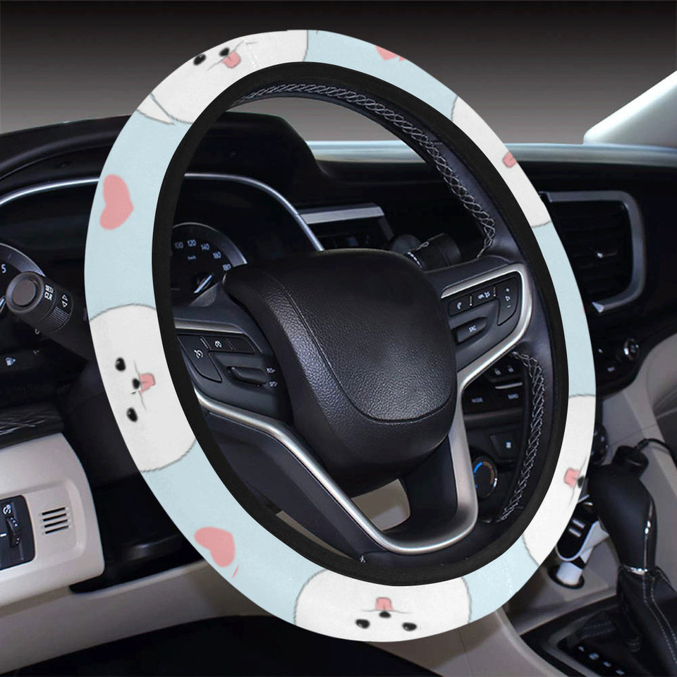 White cute pomeranian pattern Car Steering Wheel Cover