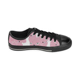 Llama Alpaca pink background Men's Low Top Canvas Shoes Black