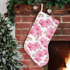 pink purple orchid pattern background Christmas Stocking