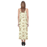 Windmill Wheat pattern V-Neck Open Fork Long Dress