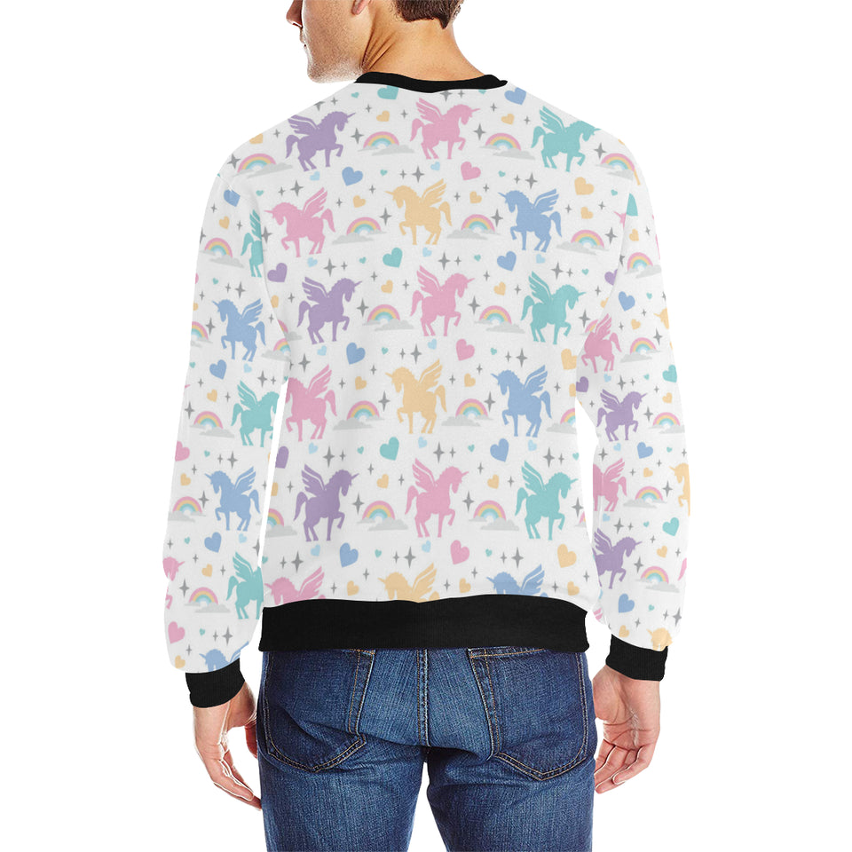 colorful unicorn rainbow heart pattern Men's Crew Neck Sweatshirt