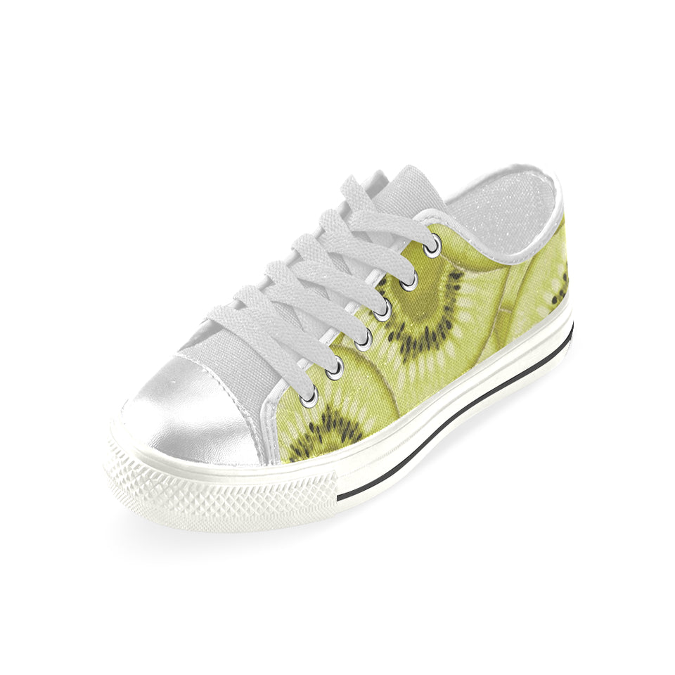 Sliced kiwi pattern Women's Low Top Canvas Shoes White