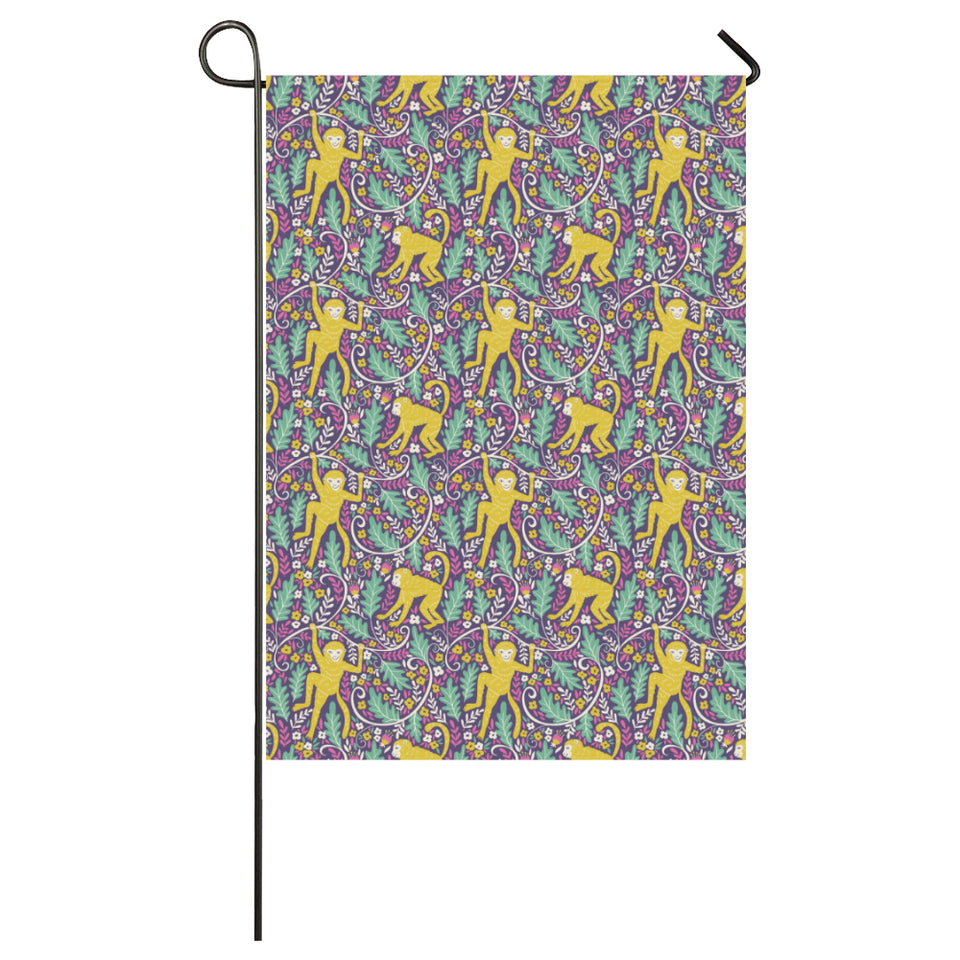 Cute yellow monkey leaves pattern House Flag Garden Flag