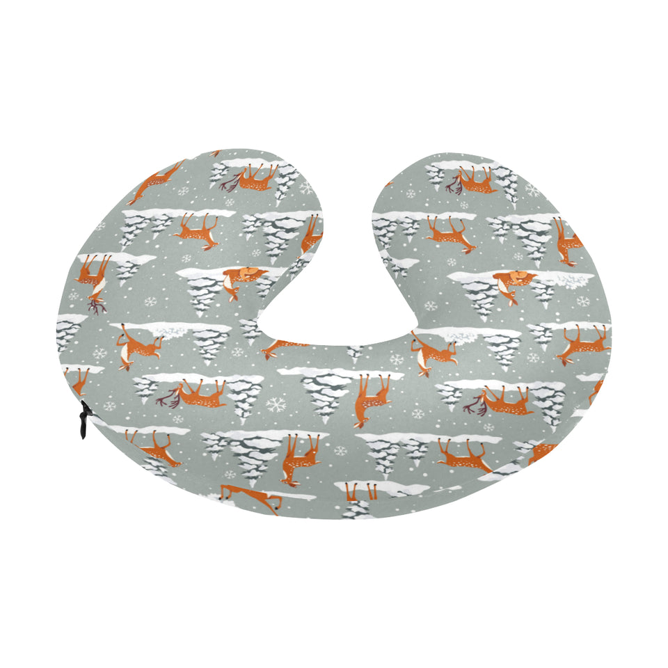 Beautiful deers Winter Christmas U-Shaped Travel Neck Pillow