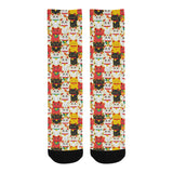 Colorful Maneki neko cat pattern Crew Socks