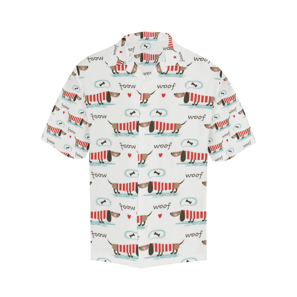 Cute dachshund bone pattern Men's All Over Print Hawaiian Shirt