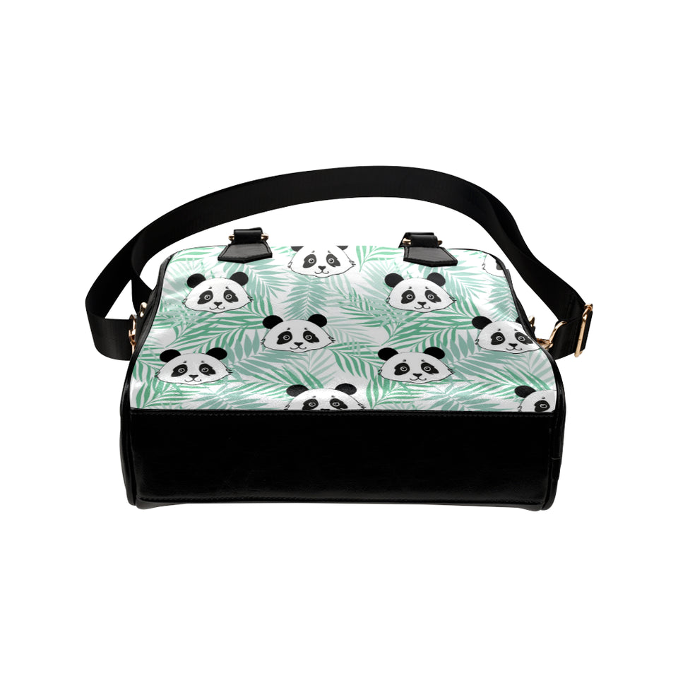 Panda pattern tropical leaves background Shoulder Handbag