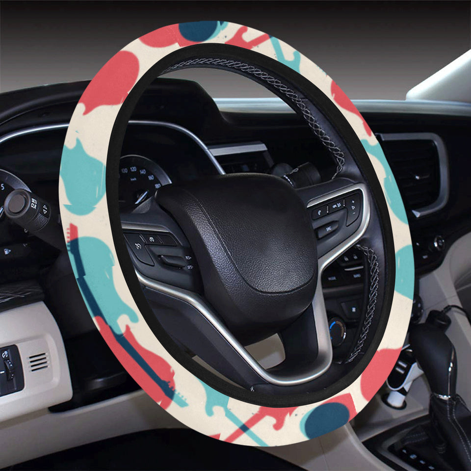 Red Blue guitar pattern Car Steering Wheel Cover