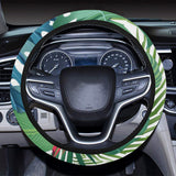 heliconia palm and monstera  leaves pattern Car Steering Wheel Cover