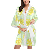 slice of lemon pattern Women's Short Kimono Robe