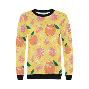 Grapefruit yellow background Women's Crew Neck Sweatshirt