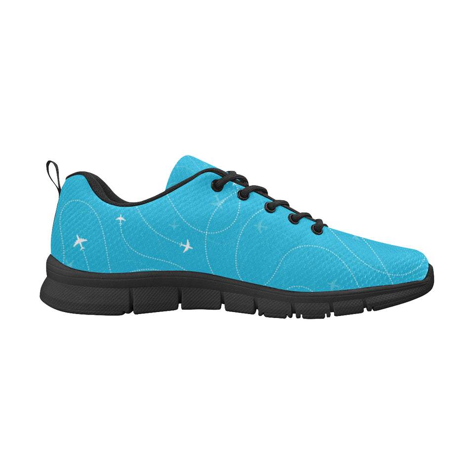 Airplane destinations blue background Men's Sneaker Shoes