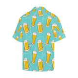 Beer pattern green background Men's All Over Print Hawaiian Shirt