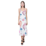 Watercolor air balloon cloud pattern V-Neck Open Fork Long Dress