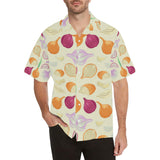 Onion garlic white red pattern Men's All Over Print Hawaiian Shirt