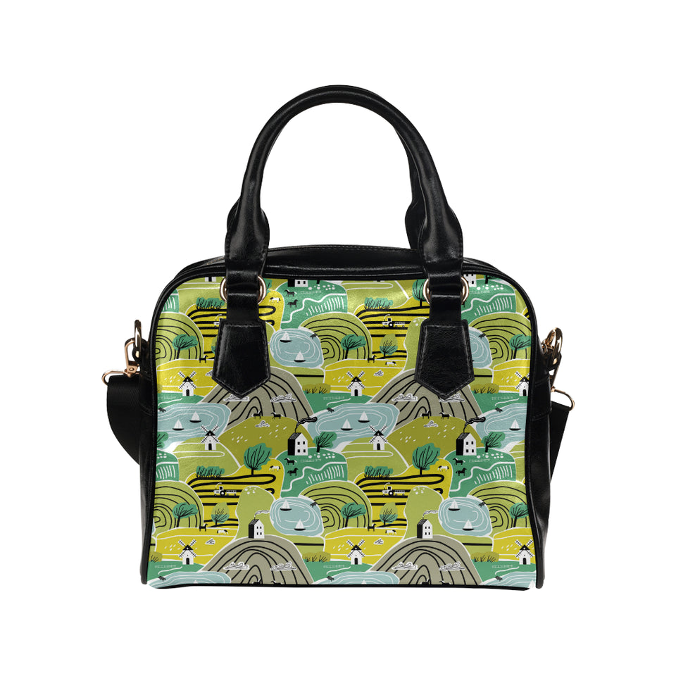 Hand drawn windmill pattern Shoulder Handbag