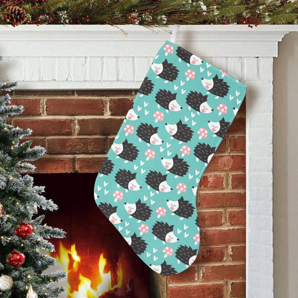Hedgehog Pattern Print Design 03 Christmas Stocking