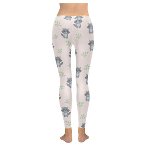 cute raccoons leaves pattern Women's Legging Fulfilled In US