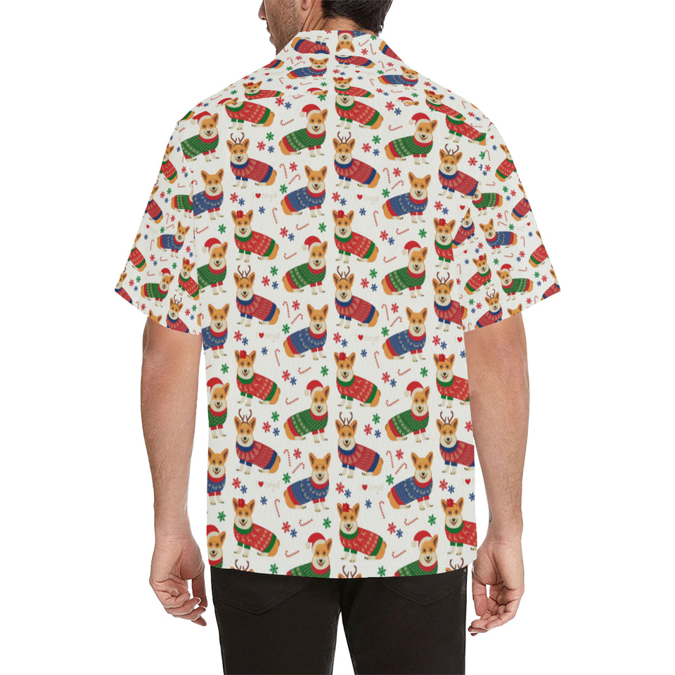 Corgi Christmas Pattern Men's All Over Print Hawaiian Shirt