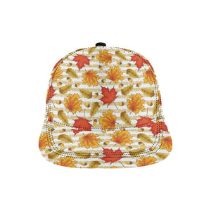 Maple leaf oak leaf acorns beige striped backgroun All Over Print Snapback Cap