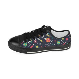 colorful space pattern planet star Kids' Boys' Girls' Low Top Canvas Shoes Black