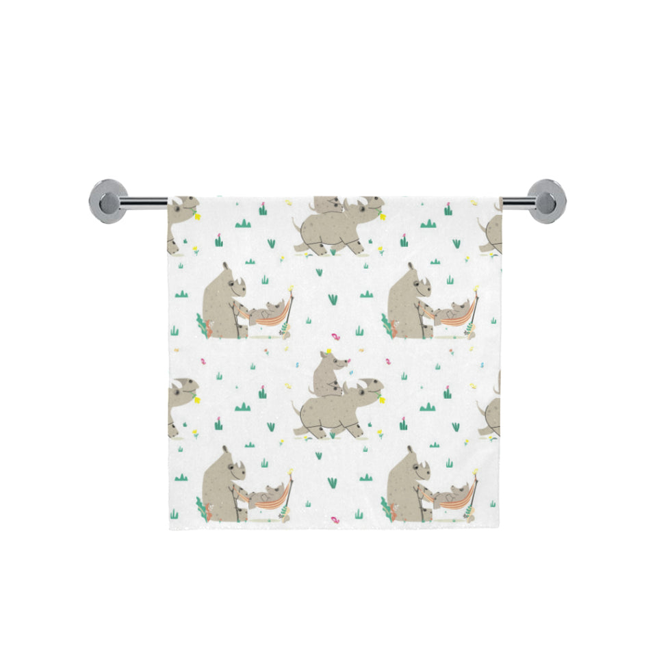 Cute Rhino pattern background Bath Towel