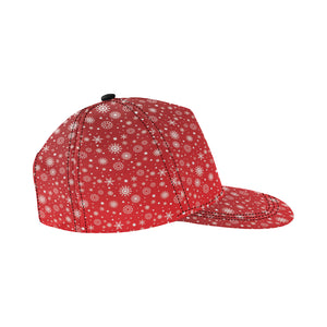 Snowflake pattern red background All Over Print Snapback Cap