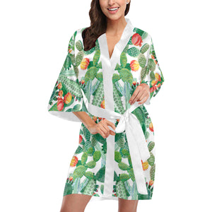 Cactus design pattern copy Women's Short Kimono Robe