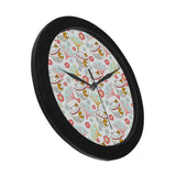 Maneki neko cat fan sakura Elegant Black Wall Clock