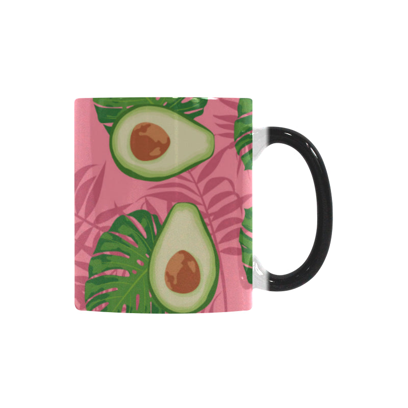 Avocado slices leaves pink back ground Morphing Mug Heat Changing Mug