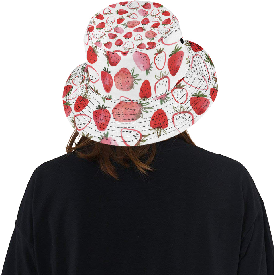 watercolor hand drawn beautiful strawberry pattern Unisex Bucket Hat