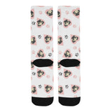Cute pugs pink heart paw pattern Crew Socks