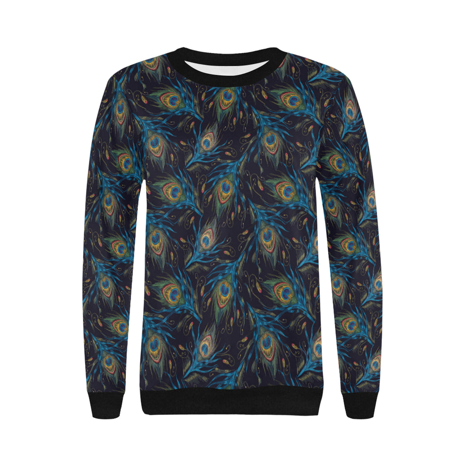 Beautiful peacock feather pattern Women's Crew Neck Sweatshirt