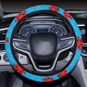 Ladybug Pattern Print Design 02 Car Steering Wheel Cover