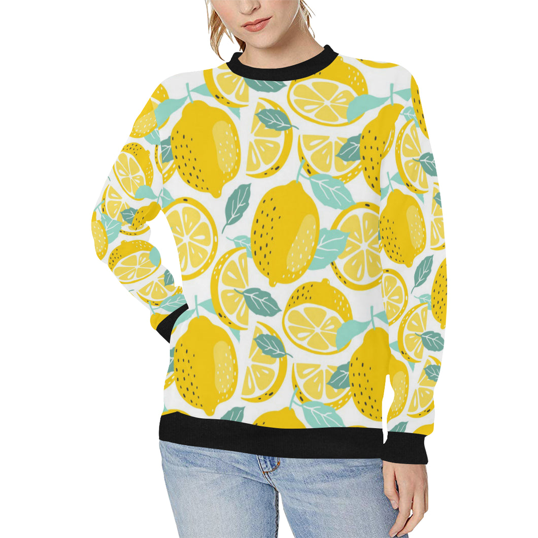 lemon design pattern Women's Crew Neck Sweatshirt