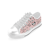 Cows milk product pink background Men's Low Top Canvas Shoes White