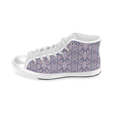 Indian Batik Style pattern Men's High Top Canvas Shoes White